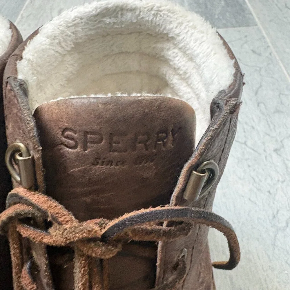 Sperry Waterproof Lined Leather Duck Boots Brown 9.5